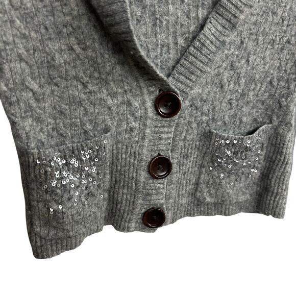 Y2K sparkle‎ cropped cardigan Abercrombie & Fitch gray preppy chic S - Picture 3 of 8